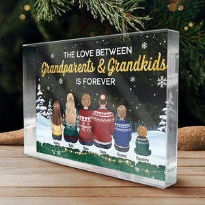 L'amour entre grands-parents et petits-enfants - Plaque rectangulaire en acrylique personnalisée pour la famille - Cadeau de Noël pour les membres de la famille