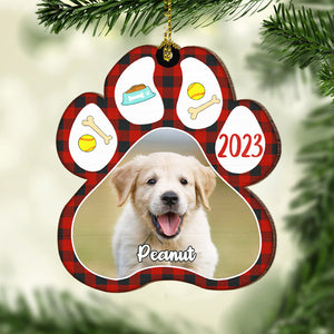 Patte de chien - Joyeux Noël - Télécharger une photo d'animal - Décoration de Noël en bois personnalisée en forme de patte