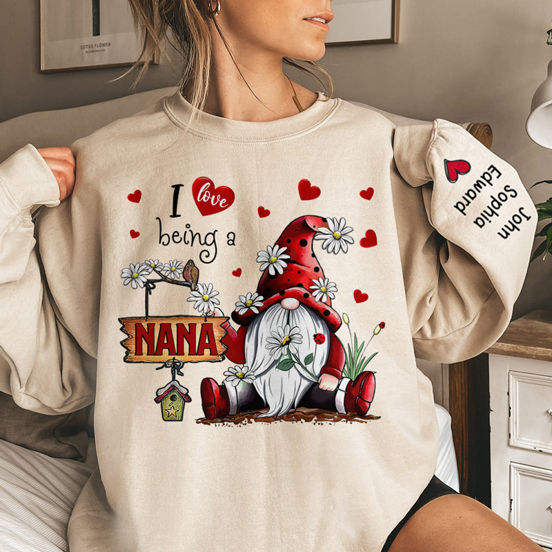 J'adore être grand-mère - Sweat-shirt unisexe personnalisé avec motif sur la manche - Cadeau de Noël pour grand-mère