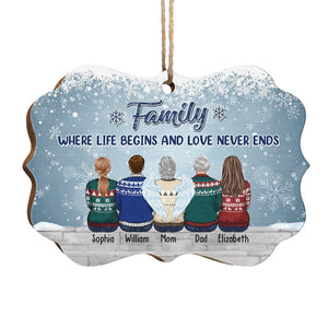 Là où la vie commence et où l'amour ne finit jamais - Décoration familiale personnalisée - Bois en forme de Benelux - Cadeau de Noël pour les membres de la famille