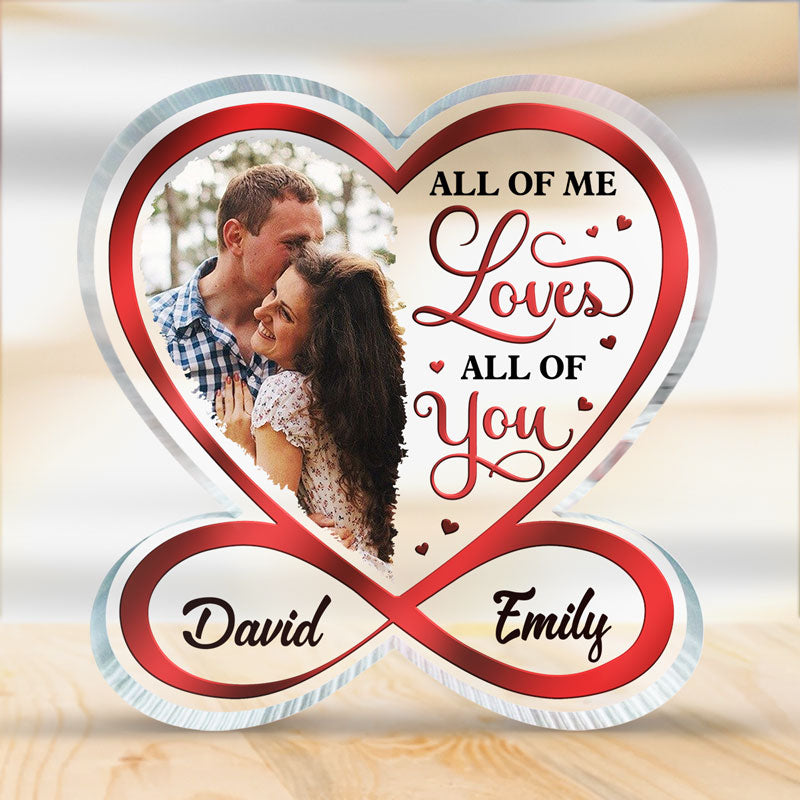 Photo personnalisée « Tout de moi, tout de toi » - Plaque acrylique personnalisée en forme de cœur infini pour couple - Cadeau pour mari et femme, anniversaire
