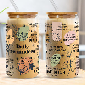Rappels quotidiens - Tasse en verre personnalisée, tasse à café glacé - Cadeau d'anniversaire, cadeau pour vous-même