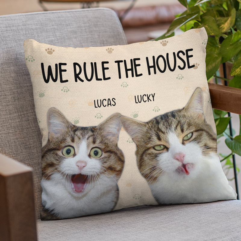Coussin personnalisé avec photo « Je suis le maître de la maison » pour chat – Cadeau pour les propriétaires et les amoureux des animaux