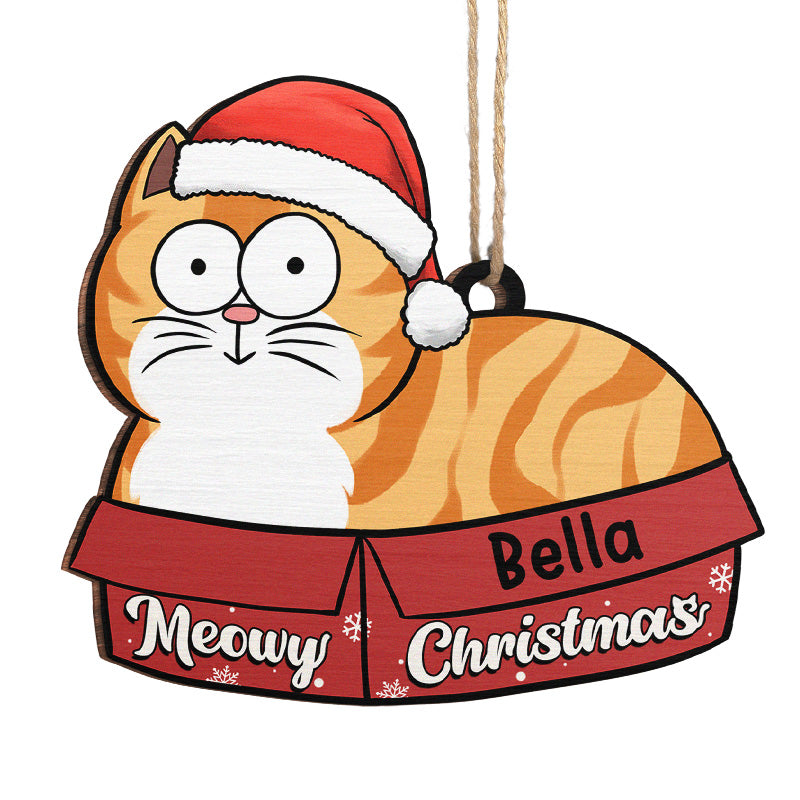 Meowy Catmas - Décoration de chat personnalisée - Forme en bois - Cadeau de Noël pour les propriétaires et les amoureux des animaux