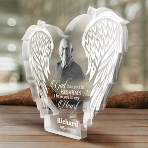 Photo personnalisée Votre lumière brillera toujours dans mon cœur - Plaque acrylique personnalisée commémorative de forme personnalisée - Cadeau de Noël, cadeau de condoléances pour les membres de la famille
