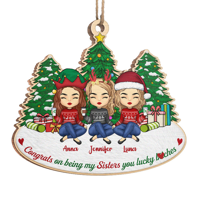 Meilleurs amis pour les meilleurs amis - Ornement personnalisé en bois - Forme personnalisée - Cadeau de Noël pour les meilleures amies, les meilleures amies et les sœurs