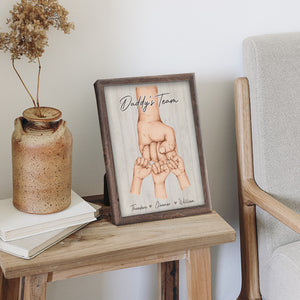 Papa, on forme une bonne équipe ! Chevalet vertical personnalisé pour famille ! Cadeau d'anniversaire pour papa