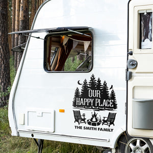 Autocollant personnalisé pour camping-car – Cadeaux de camping personnalisés pour campeurs – Our Happy Place