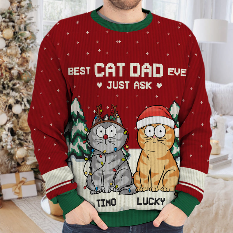 Meilleure maman chat du monde - Sweat-shirt moche personnalisé pour chat - Pull en laine unisexe - Cadeau de Noël pour propriétaires et amoureux des animaux