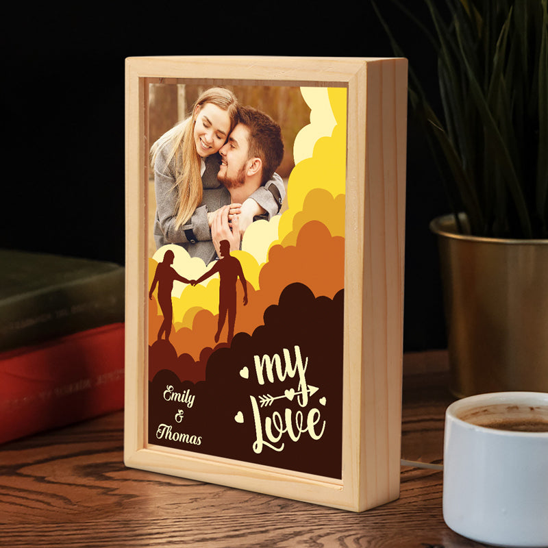 Cadre photo personnalisé « Love You » pour couple, boîte lumineuse personnalisée, cadeau pour mari et femme, anniversaire