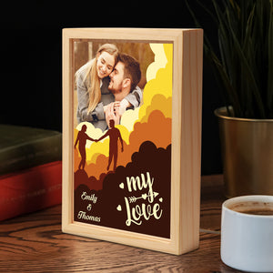 Cadre photo personnalisé « Love You » pour couple, boîte lumineuse personnalisée, cadeau pour mari et femme, anniversaire
