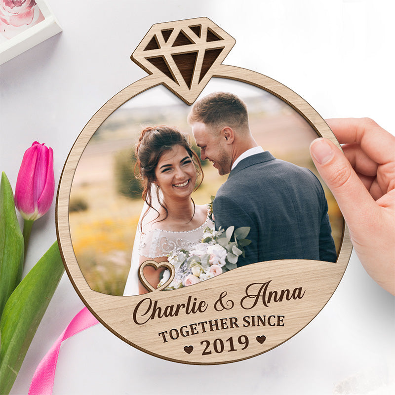 Photo personnalisée pour l'amour de ma vie - Plaque en bois personnalisée à 2 couches avec support - Cadeau de pendaison de crémaillère pour mari et femme, anniversaire