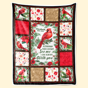 Les cardinaux apparaissent à proximité des anges - Couverture commémorative personnalisée - Cadeau de Noël, cadeau de condoléances pour les membres de la famille
