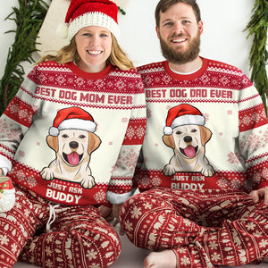 Meilleure maman de chien au monde - Sweat-shirt de Noël unisexe personnalisé, sweat-shirt en laine, sweat-shirt imprimé intégral - Cadeau pour les amoureux des chiens, les amoureux des animaux, cadeau de Noël