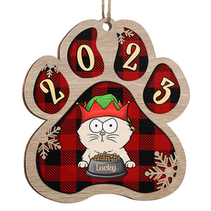Happy Pawlidays - Cat Personalized Custom Ornament - Wood Paw Shaped - Christmas Gift For Pet Owners, Pet Lovers