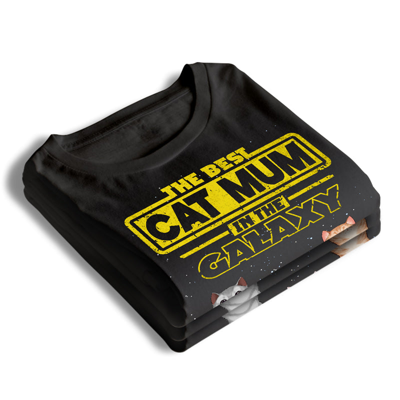 Meilleur papa chat de la galaxie - Cadeau pour papa chat, maman chat - T-shirt unisexe personnalisé