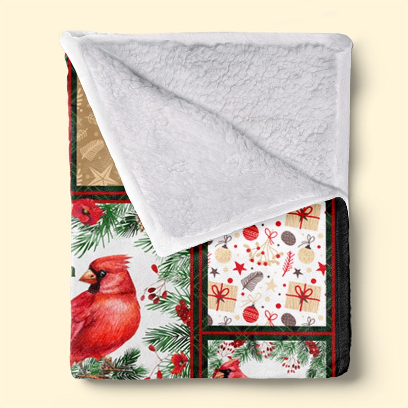 Les cardinaux apparaissent à proximité des anges - Couverture commémorative personnalisée - Cadeau de Noël, cadeau de condoléances pour les membres de la famille