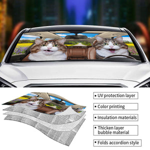 Photo personnalisée « Amusez-vous ensemble » - Pare-soleil personnalisé pour pare-brise de voiture, protection de fenêtre de voiture, cadeau pour propriétaires d'animaux et amoureux des animaux.