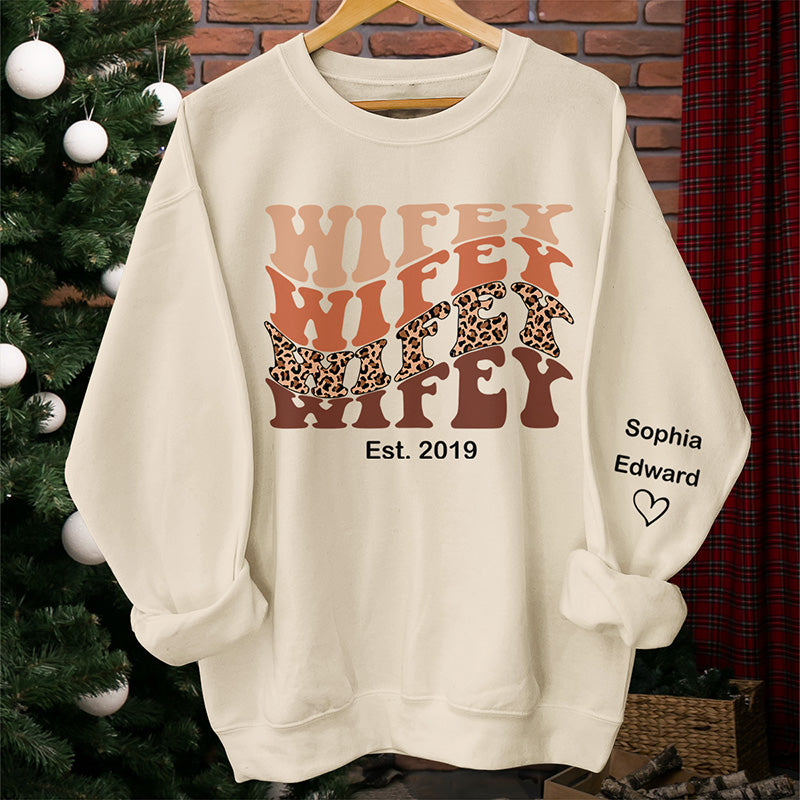 Ma chère épouse - Sweat-shirt unisexe personnalisé avec motif sur la manche - Cadeau pour mari et femme, anniversaire