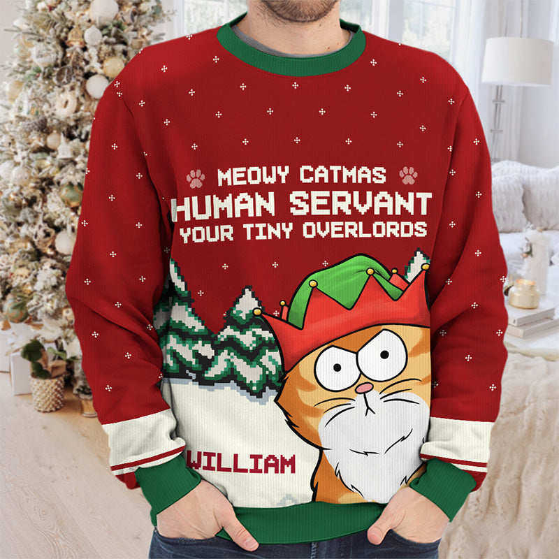 Sweat-shirt personnalisé « Chat Meowy Catmas » - Pull en laine unisexe - Cadeau de Noël pour les propriétaires et les amoureux des animaux