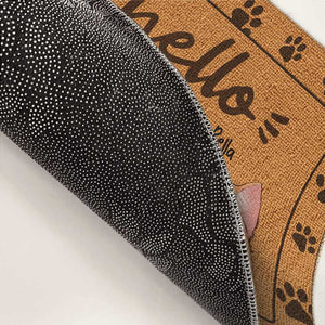 Bonjour, bonne journée ! Tapis décoratif personnalisé pour chat ! Cadeau idéal pour les propriétaires et les amoureux des animaux.
