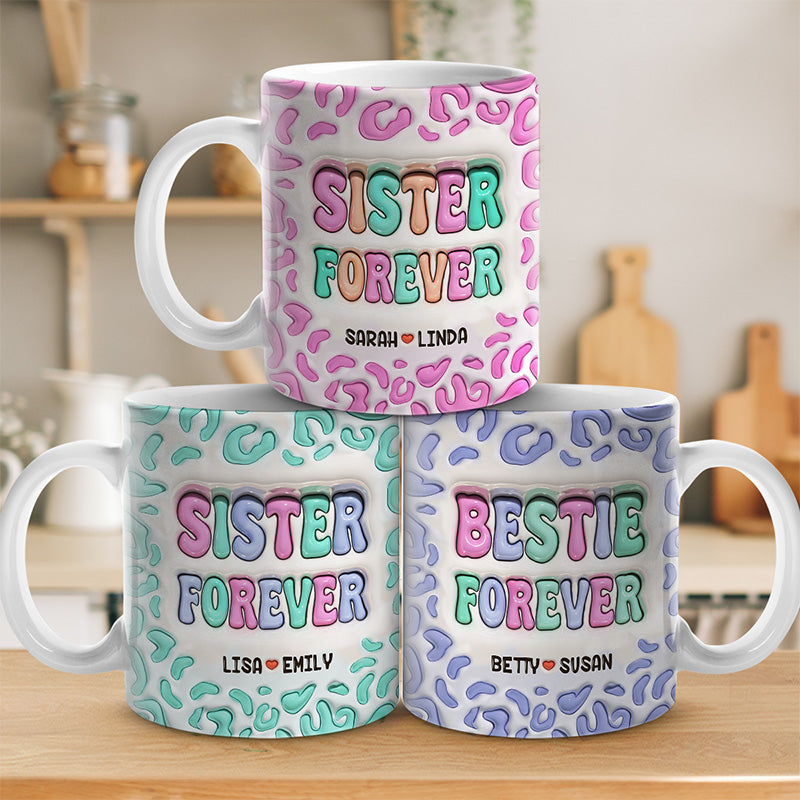 Tasse personnalisée « Meilleurs amis pour les meilleurs amis » avec effet gonflable 3D – Cadeau pour les meilleures amies, les meilleures amies et les sœurs