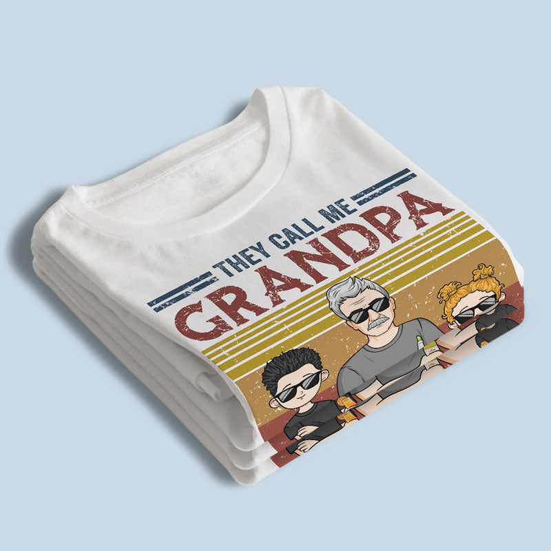 Ces enfants m'appellent grand-père - T-shirt unisexe personnalisé pour la famille, sweat à capuche, sweat-shirt - Cadeau de fête des pères, d'anniversaire pour papa, grand-père