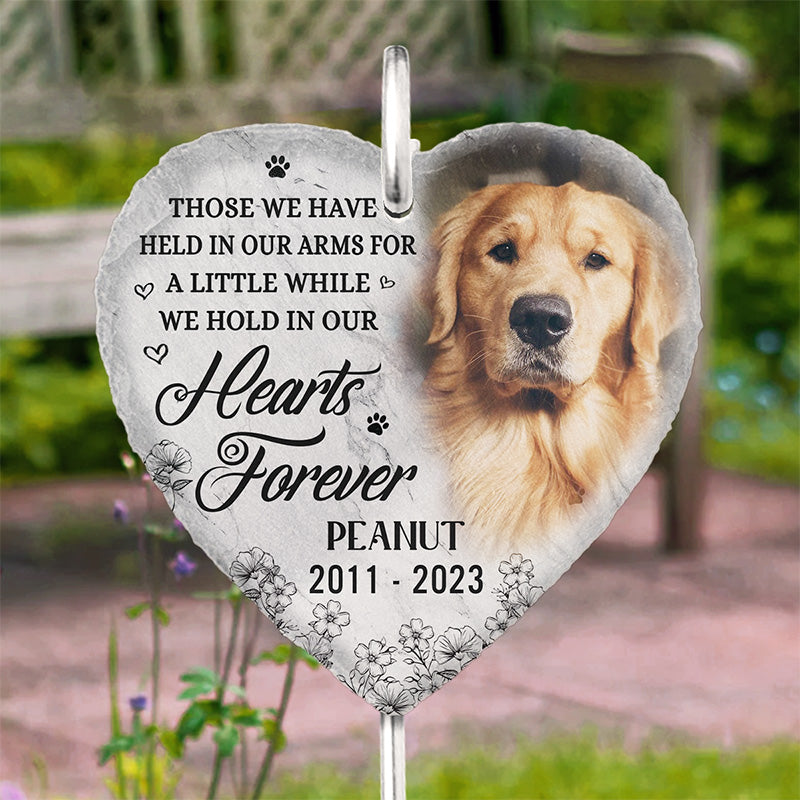 Photo personnalisée à conserver dans votre cœur pour toujours - Mémorial personnalisé avec ardoise et crochet pour jardin - Cadeau de condoléances pour les propriétaires et les amoureux des animaux