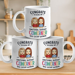 Félicitations pour votre soutien émotionnel, chers collègues ! Vous avez de la chance ! Mug personnalisé pour collègue - Cadeau pour collègues, collègues de travail, collègues