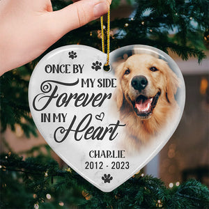 Photo personnalisée « Si l'amour avait pu vous garder ici » - Ornement commémoratif personnalisé en forme de cœur en céramique - Cadeau de Noël, cadeau de condoléances pour les propriétaires d'animaux et les amoureux des animaux