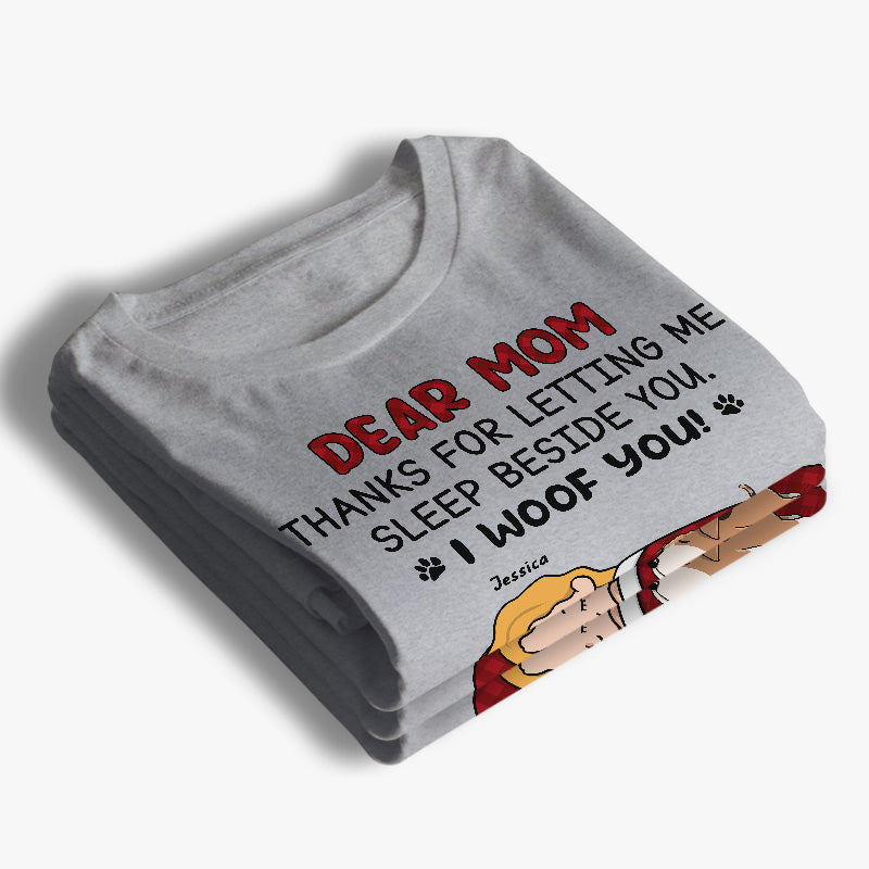 Chère maman, merci de m'avoir laissé dormir à tes côtés - T-shirt unisexe personnalisé pour chien, sweat à capuche, sweat-shirt - Fête des Mères, cadeau pour les propriétaires d'animaux, amoureux des animaux