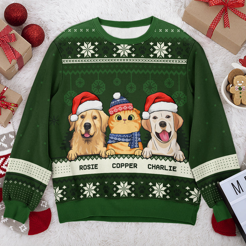 Joyeux Noël, amoureux des animaux - Sweat-shirt de Noël unisexe personnalisé, sweat-shirt en laine, sweat-shirt imprimé intégral - Cadeau pour les amoureux des animaux, cadeau de Noël