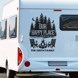 Autocollant personnalisé pour camping-car – Cadeaux de camping personnalisés pour campeurs – Our Happy Place