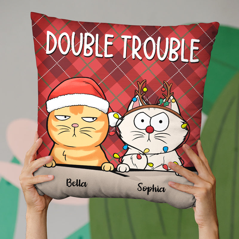 Trouble Makers - Coussin personnalisé pour chien et chat - Cadeau de Noël pour propriétaires et amoureux des animaux