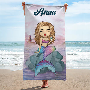 Serviette de plage personnalisée « Bonnes vacances et soleil » – Cadeau idéal pour les meilleures amies, les meilleures amies et les sœurs !