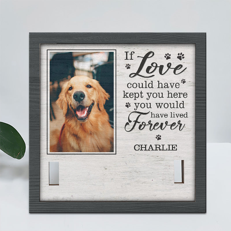 Photo personnalisée « Si l'amour avait pu vous garder ici » - Plaque commémorative personnalisée pour la perte d'un animal de compagnie, cadre pour collier - Cadeau de condoléances pour les propriétaires d'animaux et les amoureux des animaux