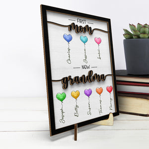 Ballons adorables pour maman et grand-mère - Plaque en bois personnalisée à 2 couches avec support - Cadeau de pendaison de crémaillère pour maman et grand-mère