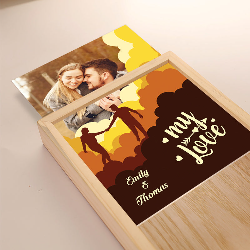 Cadre photo personnalisé « Love You » pour couple, boîte lumineuse personnalisée, cadeau pour mari et femme, anniversaire