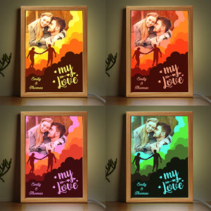 Cadre photo personnalisé « Love You » pour couple, boîte lumineuse personnalisée, cadeau pour mari et femme, anniversaire