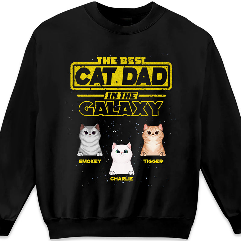 Meilleur papa chat de la galaxie - Cadeau pour papa chat, maman chat - T-shirt unisexe personnalisé