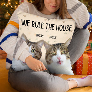 Coussin personnalisé avec photo « Je suis le maître de la maison » pour chat – Cadeau pour les propriétaires et les amoureux des animaux