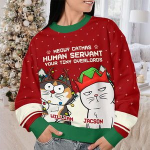 Sweat-shirt personnalisé « Chat Meowy Catmas » - Pull en laine unisexe - Cadeau de Noël pour les propriétaires et les amoureux des animaux
