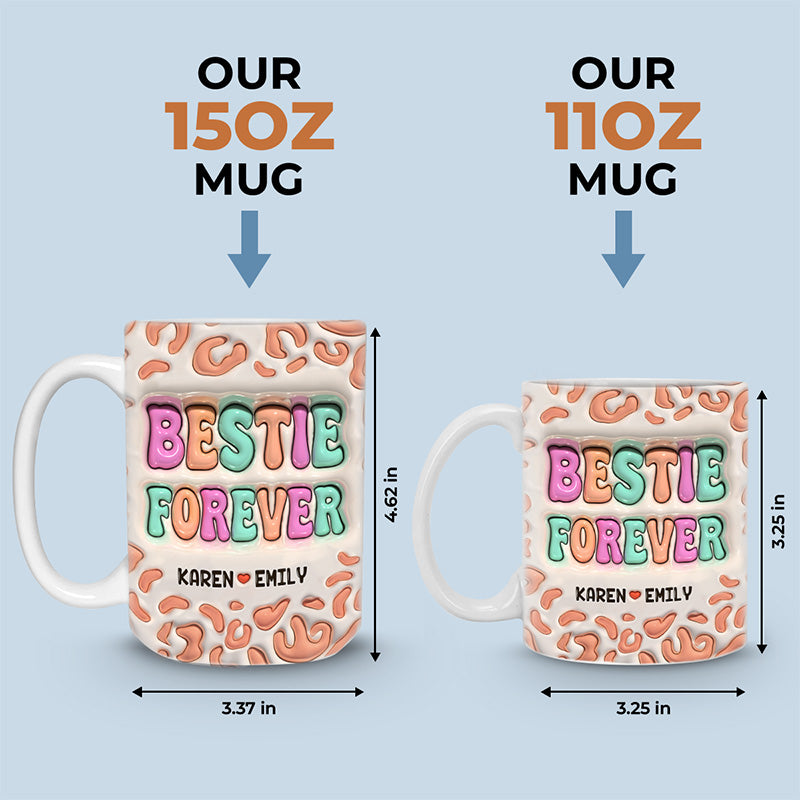 Tasse personnalisée « Meilleurs amis pour les meilleurs amis » avec effet gonflable 3D – Cadeau pour les meilleures amies, les meilleures amies et les sœurs