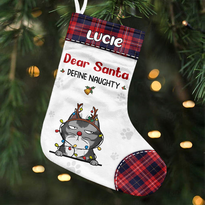 Je suis sur la liste des vilains - Chaussette de Noël personnalisée pour chat et chien - Cadeau de Noël pour les propriétaires d'animaux et les amoureux des animaux