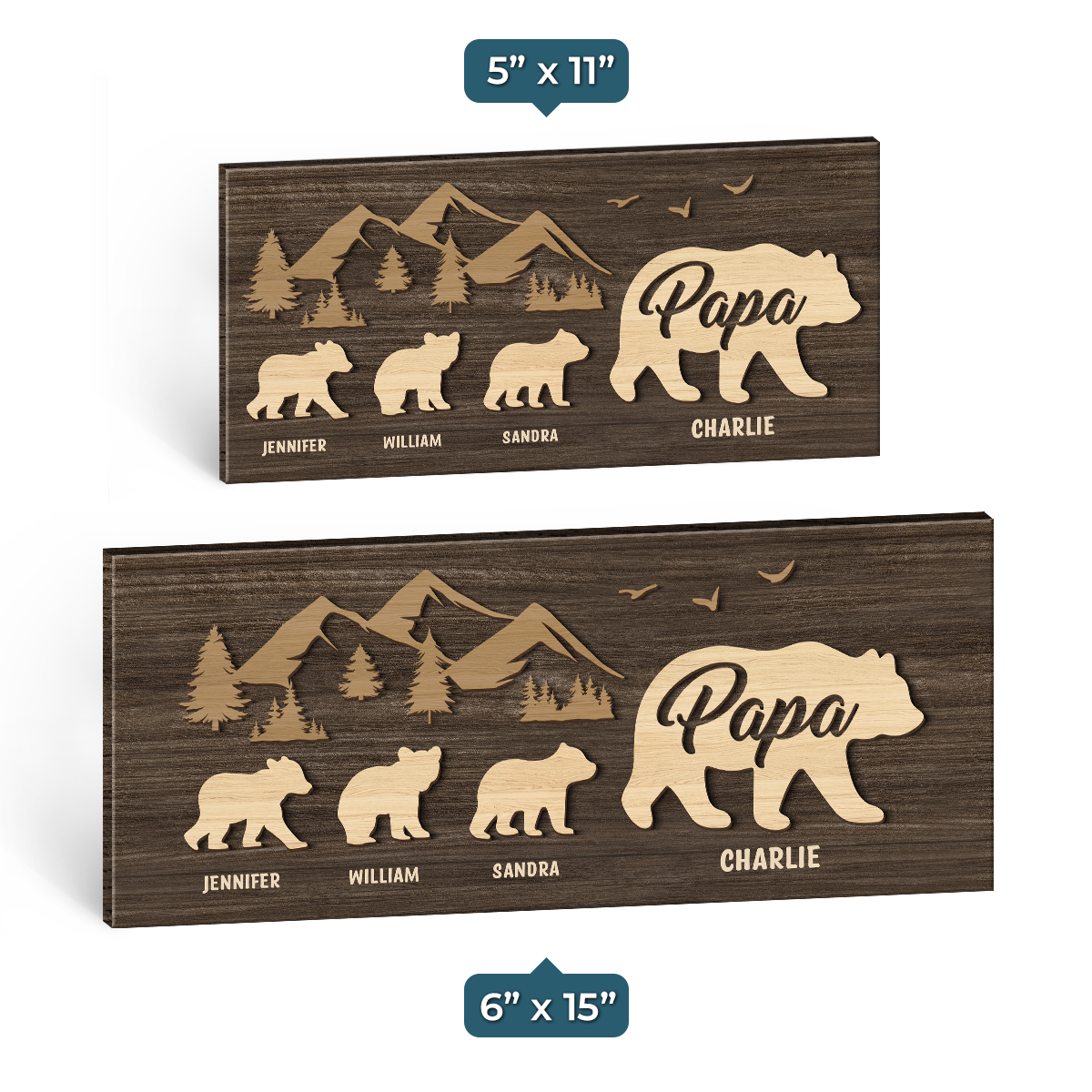 Suivez Papa Ours - Panneau rectangulaire personnalisé en bois pour décoration d'intérieur - Cadeau de pendaison de crémaillère pour papa