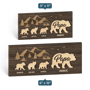 Suivez Papa Ours - Panneau rectangulaire personnalisé en bois pour décoration d'intérieur - Cadeau de pendaison de crémaillère pour papa