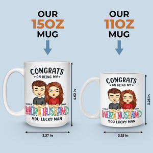 Félicitations pour être ma femme de travail ! Mug personnalisé pour couple ! Cadeau pour mari et femme, anniversaire