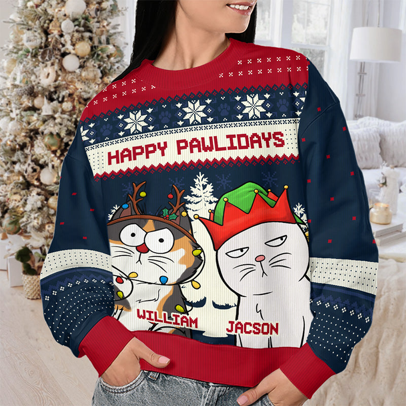 Cher Père Noël, apportez plus de chats ! Sweat-shirt personnalisé avec chat, moche et personnalisé ! Pull en laine unisexe ! Cadeau de Noël pour les propriétaires et les amoureux des animaux.