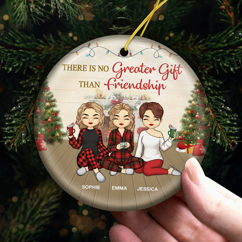 Sœurs de cœur - Ornement personnalisé pour meilleure amie - Forme ronde en céramique - Cadeau de Noël pour meilleures amies, meilleures amies, sœurs