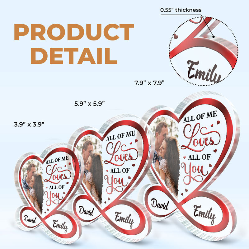 Photo personnalisée « Tout de moi, tout de toi » - Plaque acrylique personnalisée en forme de cœur infini pour couple - Cadeau pour mari et femme, anniversaire